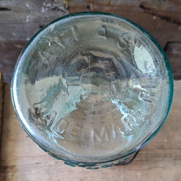 Atlas EZ Seal Small Antique Aqua Mason Jar W Wire Bale - Picture 7 of 12